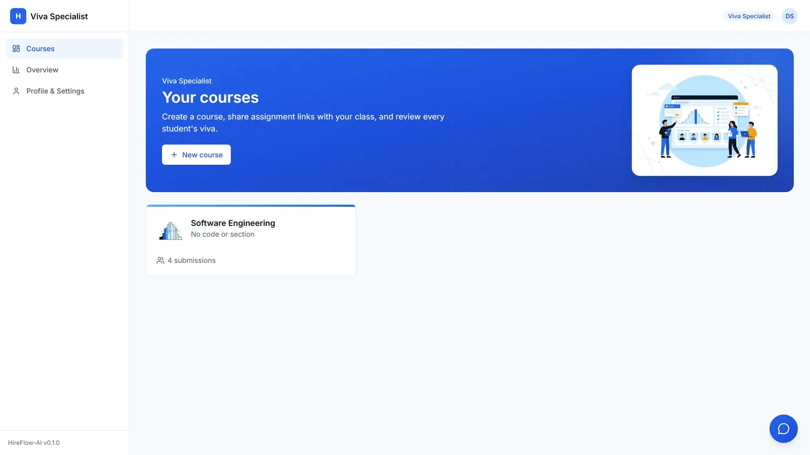 Screenshot of the app: Create a subject