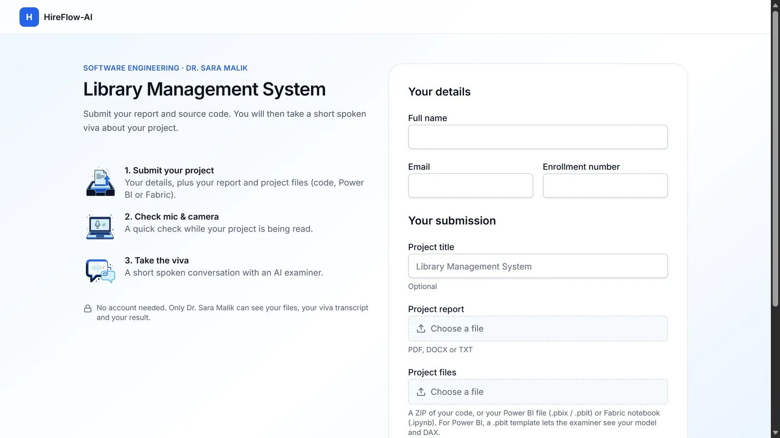 Screenshot of the app: The student opens the link
