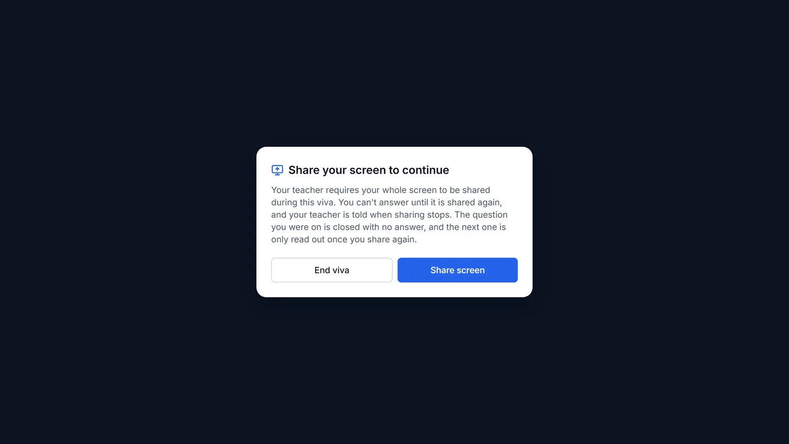 Screenshot of the app: If sharing stops
